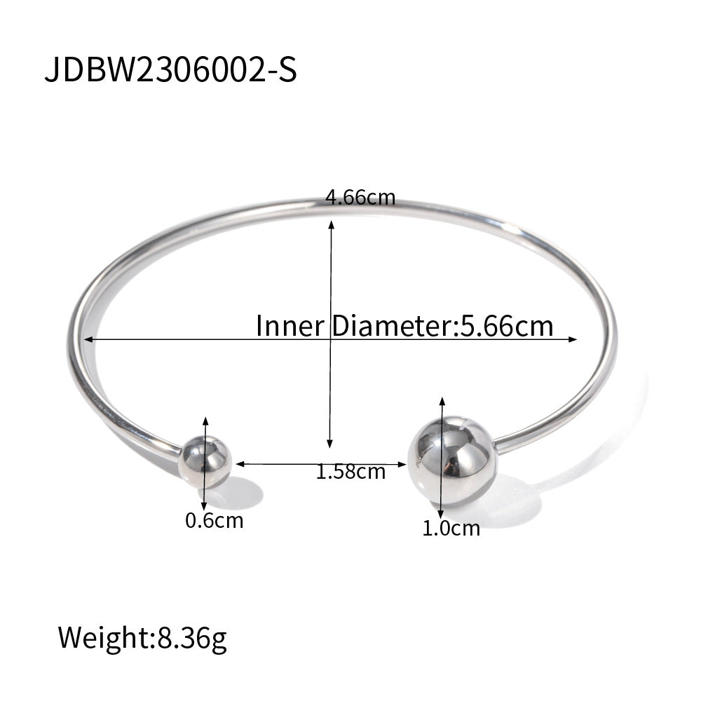 Stainless Steel Irregular Texture Spherical Open-ended Bracelet