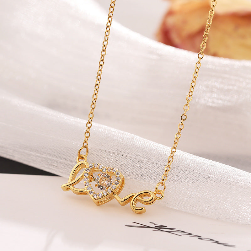 Valentinstag Geschenk Neue Titanstahl Halskette Mode Neue Liebe Smart Halskette Damen Schlüsselbeinkette Modeschmuck Frau