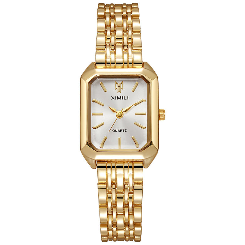 Reloj de mujer con correa de acero cuadrada, sencillo y a la moda