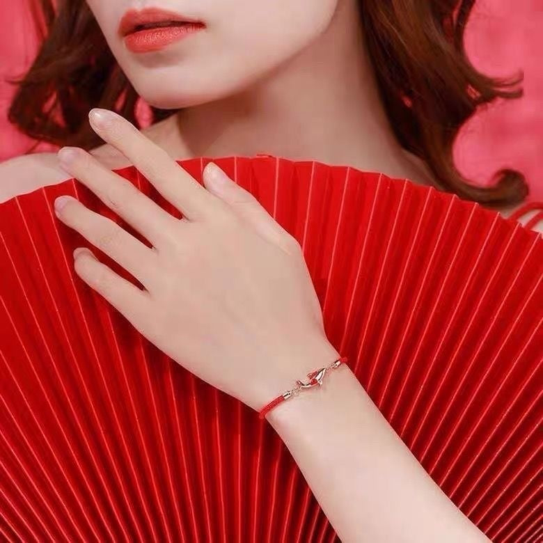 Handmade Koi Braided Rope Red Rope Bracelet For Women