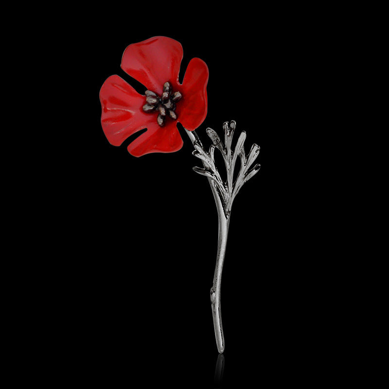 Rote Blumenbrosche