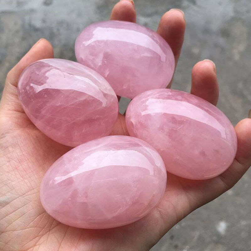 Huevo de cristal de cuarzo rosa natural