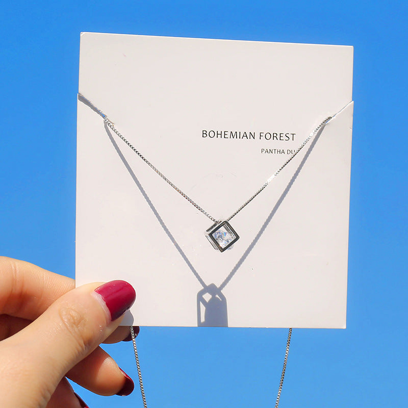 Halskette mit Zirkonia-Kristall-Würfel für Damen