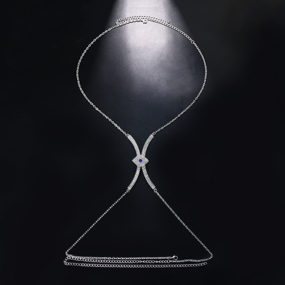 Coraza "Ojo del Diablo" sexy brillante con diamantes de imitación para el cuerpo