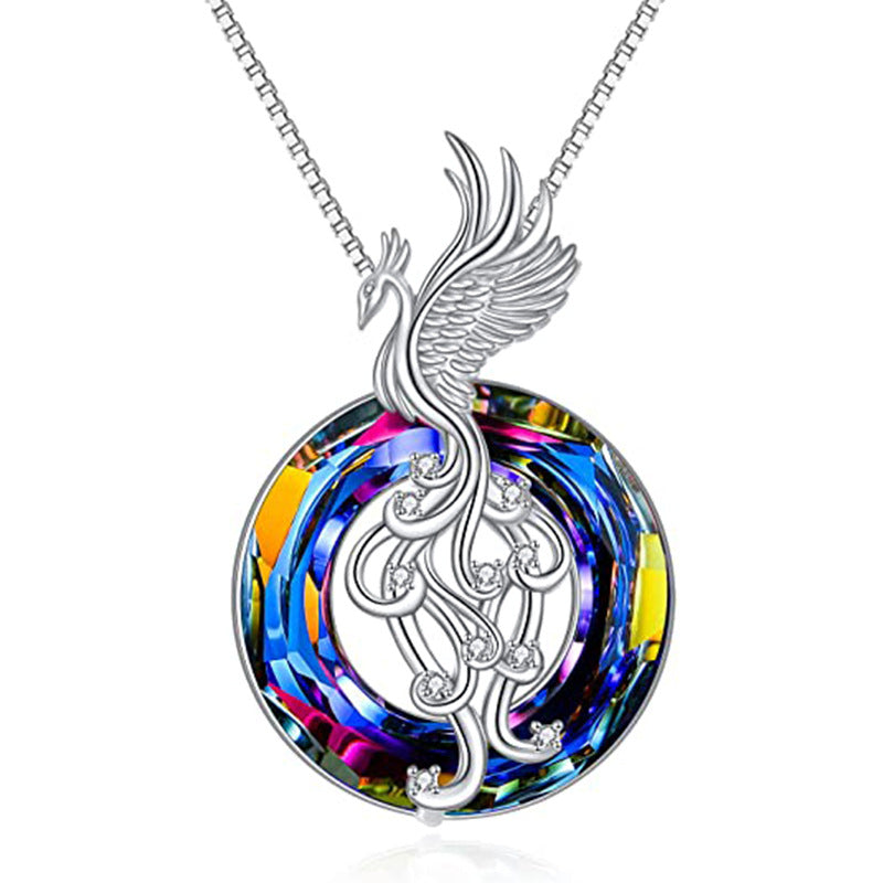 Neue Firebird Kristallanhänger Halskette Damen Bunte Phönix Ohrringe