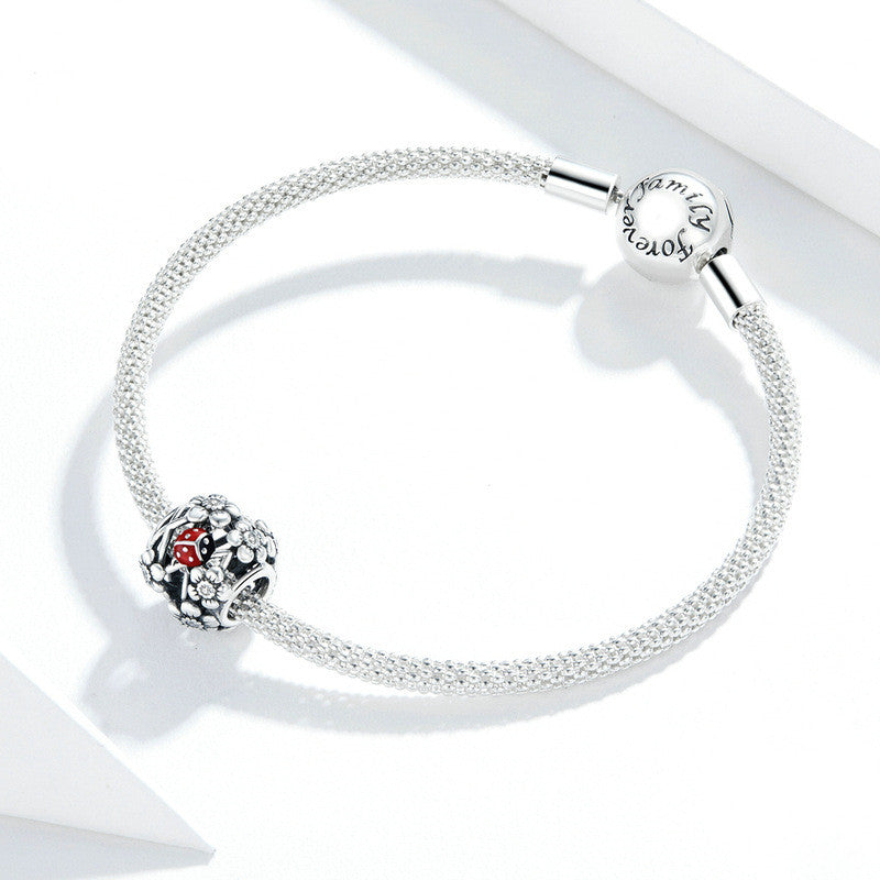 Gartenfee S925 Silberperlen Mode Sieben-Sterne-Marienkäfer Armband Perlen