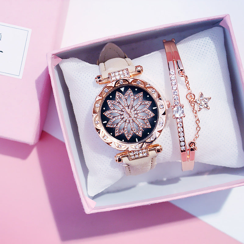Reloj de cuarzo informal giratorio para mujer, estilo red