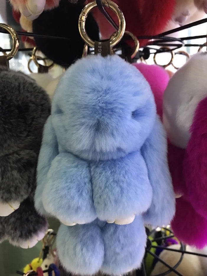 15cm Cute Pluff Bunny Keychain Rex Genuine Rabbit Fur Key Chains For Women Bag Toys Doll Fluffy Pom Pom Lovely Pompom Keyring