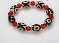 Three-eyed Dzi Bead Red Agate Beads Bracelet Bracelet
