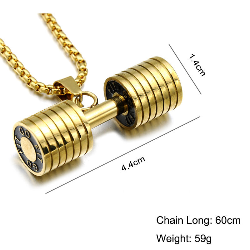 Stainless steel fitness dumbbell necklace pendant