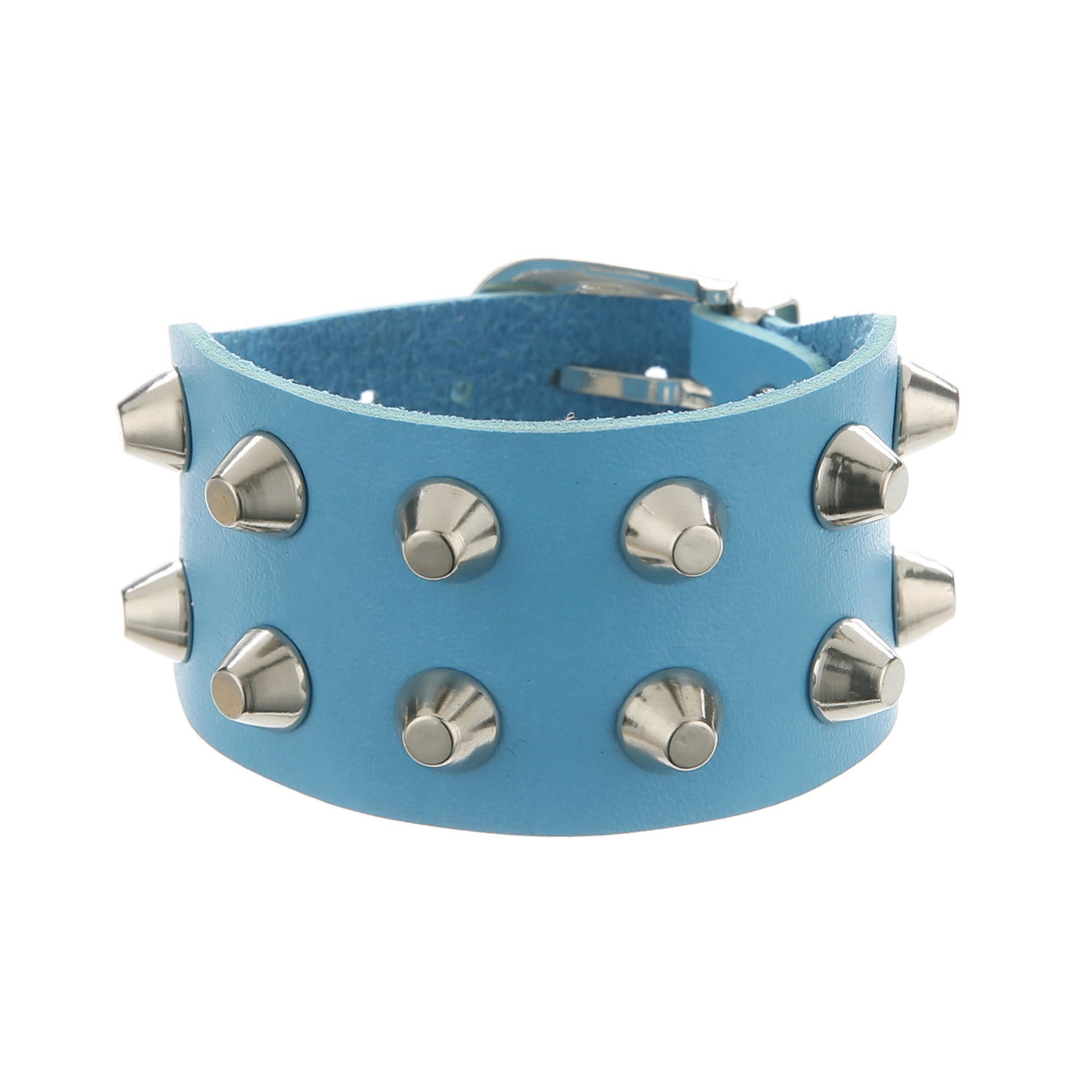Metal Rock Double Row Flat Rivet Bracelet PU Bracelet