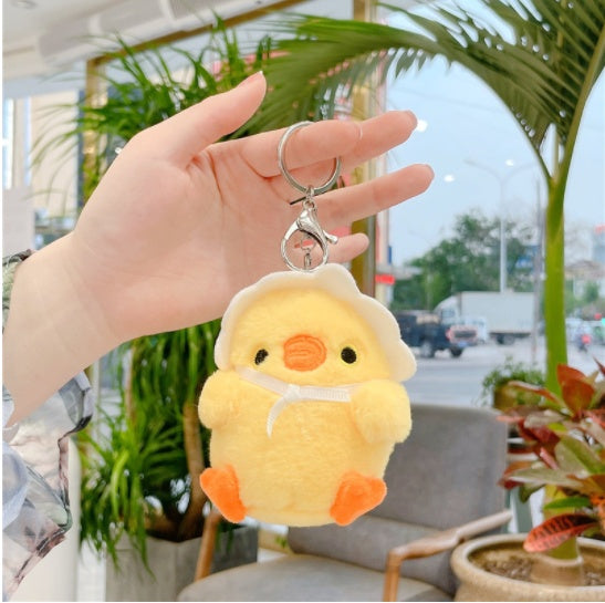Lindo y pequeño pollo de peluche, llavero con colgante