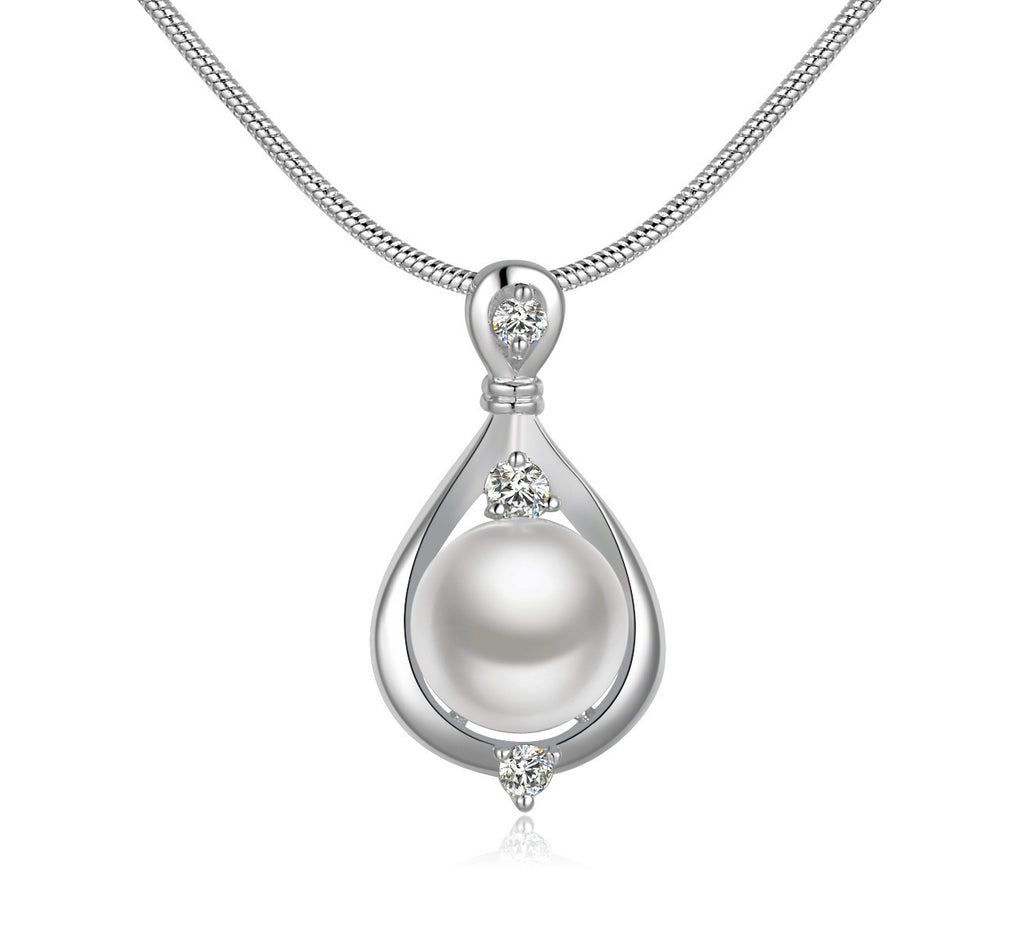 Mode Dame Wassertropfen Silber Perle Schmuckset