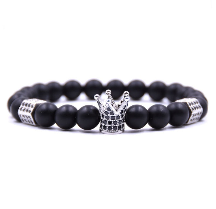 Naturstein Mikro-Krone eingelegtes Kupferarmband weiß Zirkon Armband Perlen Armband Schmuck Handel Stromlieferanten Beschaffung