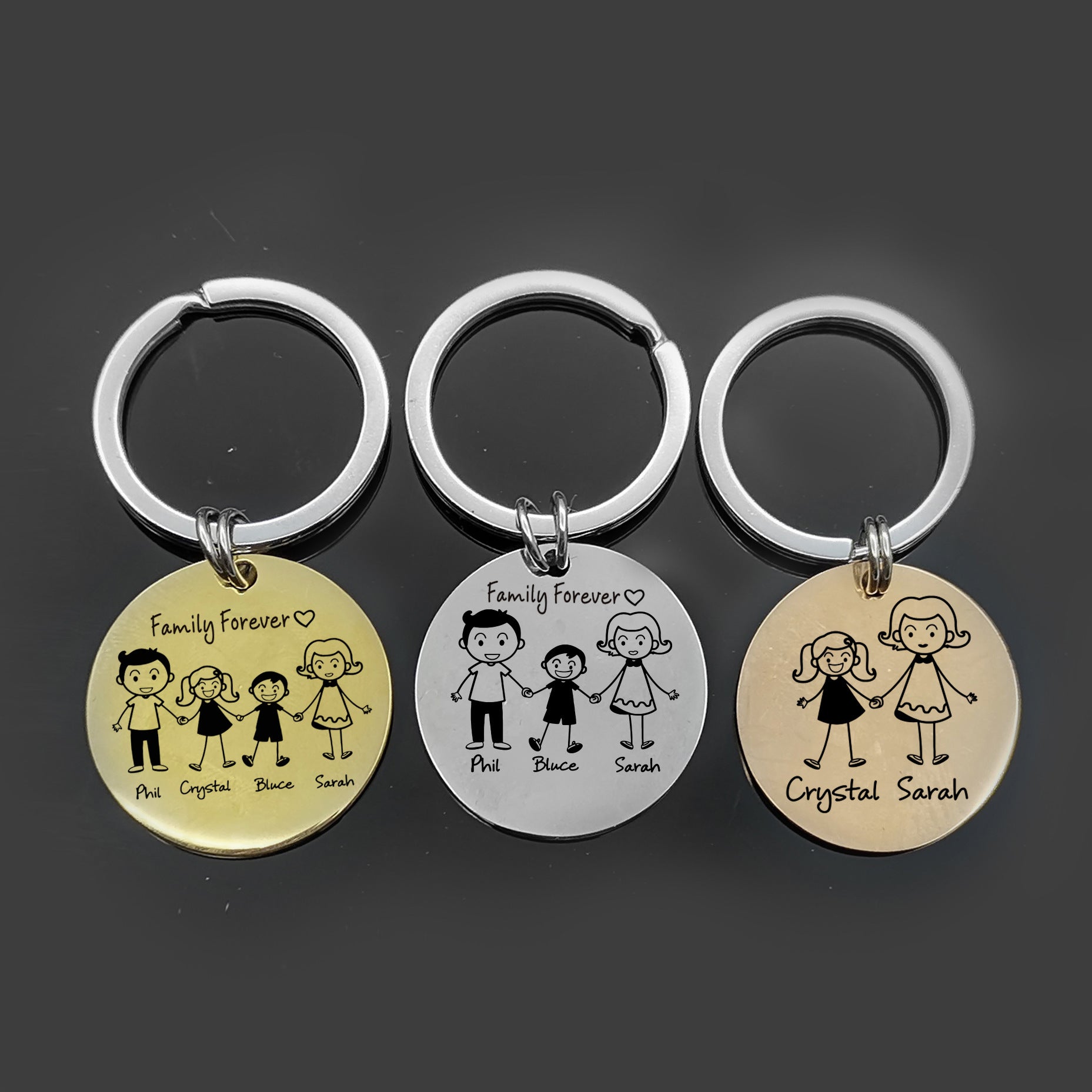 Customized Family Stainless Steel Key Ring