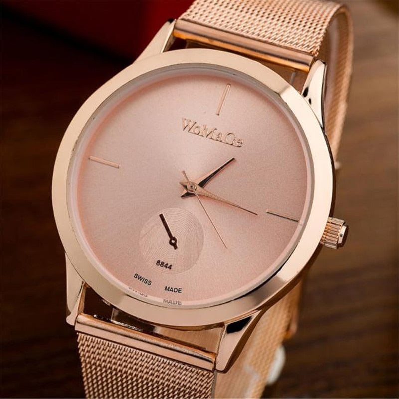 Reloj de aleación de moda con correa de malla, unisex, para mujer, estilo minimalista, de cuarzo, relogio feminino, saat, relojes para mujer