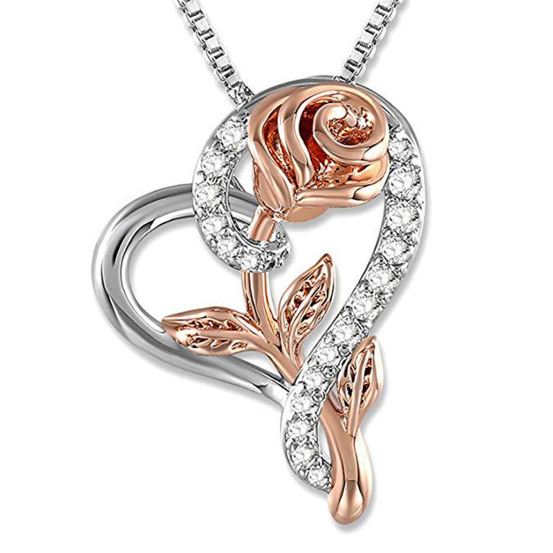 Liebesrosen-Halskette mit Diamanten