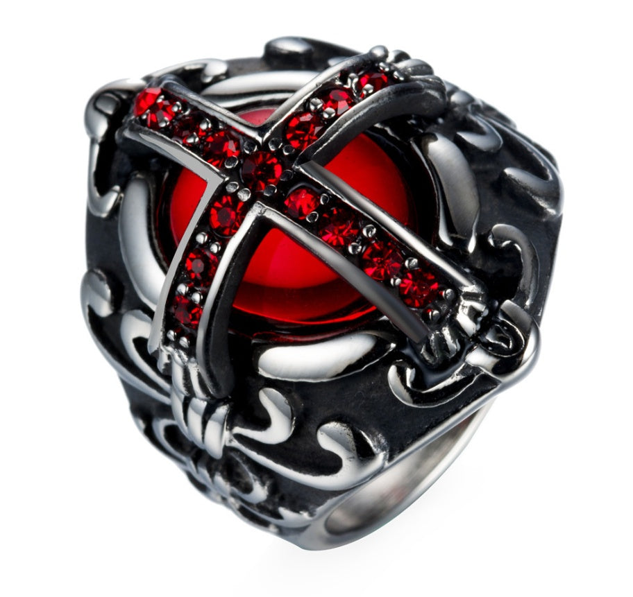 Kreuz-Rot-Diamantring