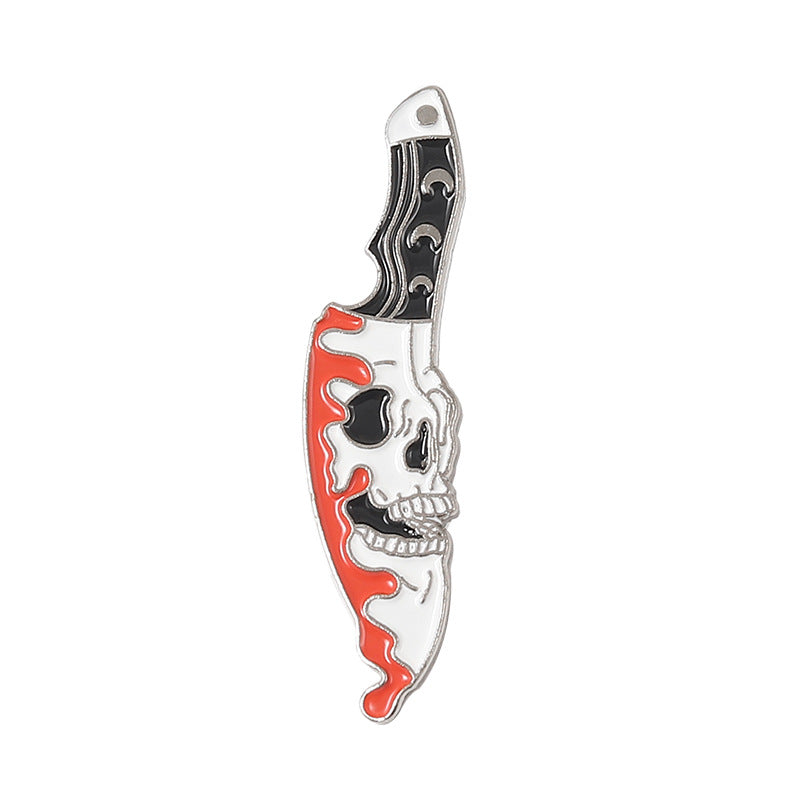 Broche de Calavera, Cabeza de Gato Negro, Insignia de Metal Horripilante