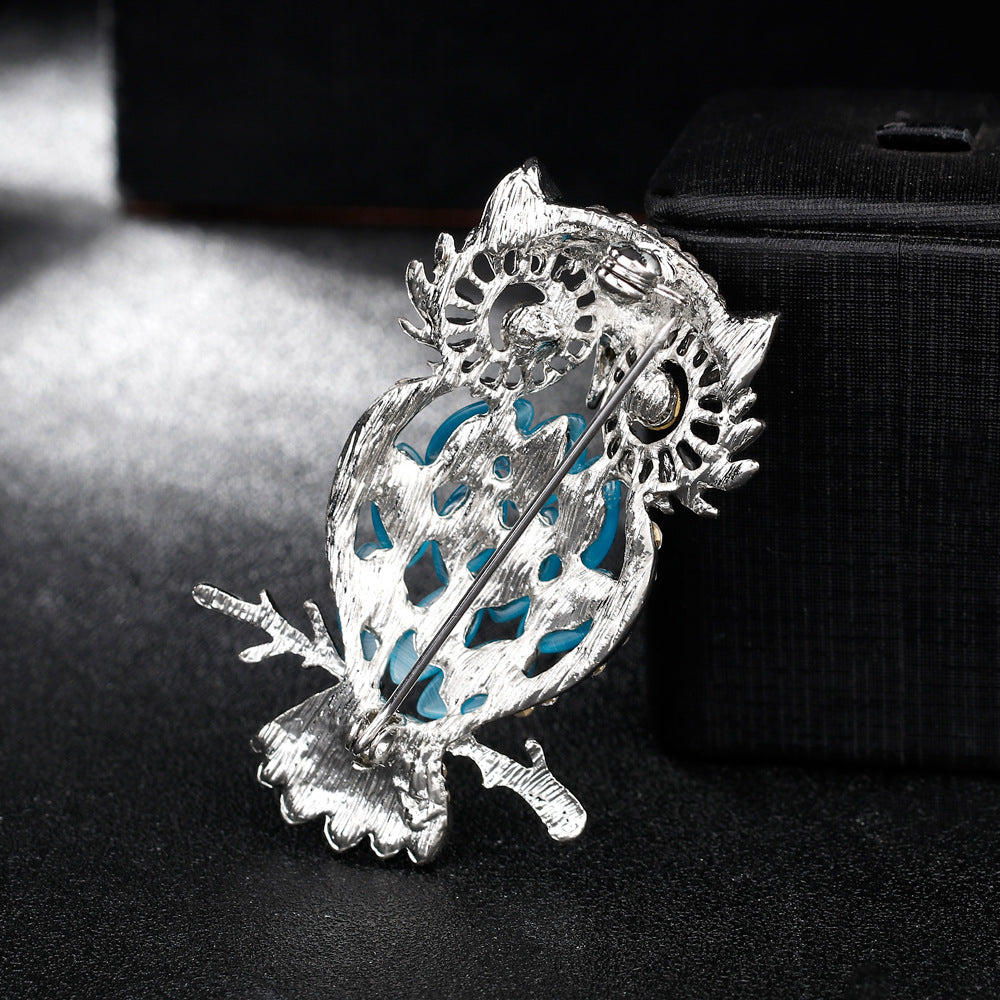 Brosche Schmuck Großhandel Traum Eule Kristall Opal Brosche Korsage
