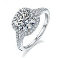 Anillo de moissanita para mujer de oro blanco bañado en plata