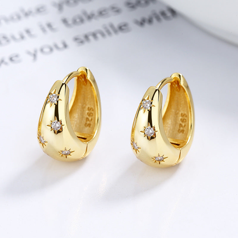 Pendientes de asterismo de plata de ley 925 para mujer, diseño retro francés, con forma de gota de agua