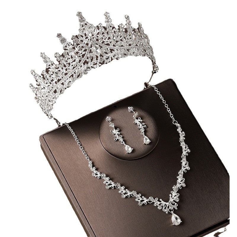 Retro atmosphärische Strass-Geburtstagskrone Haar-Accessoires dreiteiliges Set