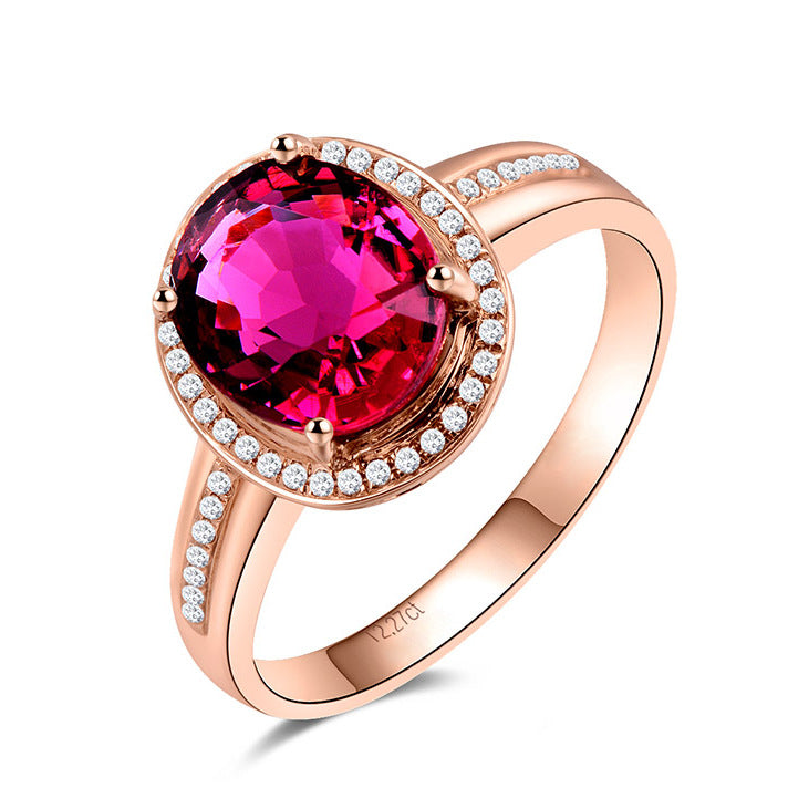 Anillos de diamantes y rubíes de cristal rojo