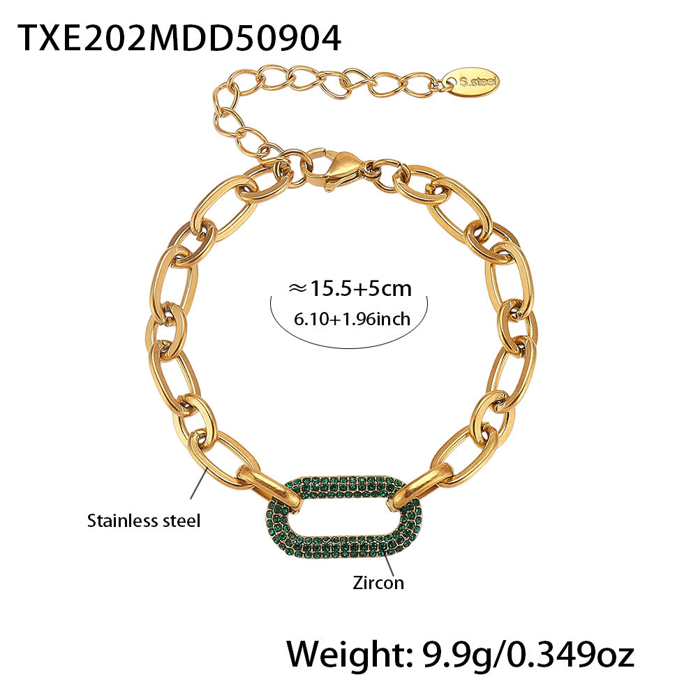 Halskette und Armband aus Titanstahl und Edelstahl mit Mikro-Pflasterstein-Zirkonia