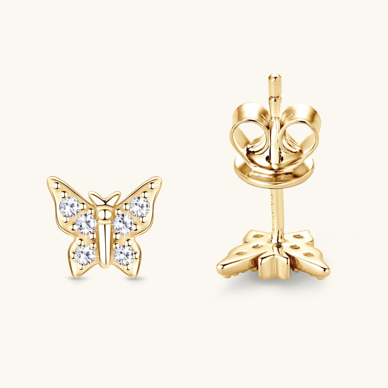 Koreanischer Schmetterlings-Moussanit-Diamant-Ohrring-Team S925 Zeng Silberschmuck