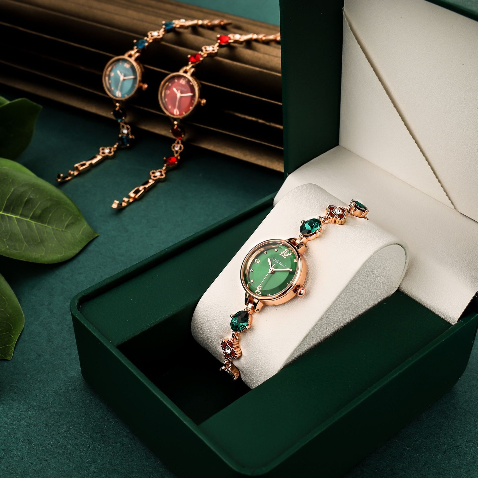 Pequeño reloj verde simple y elegante, reloj de pulsera para mujer, reloj de regalo, reloj de jade