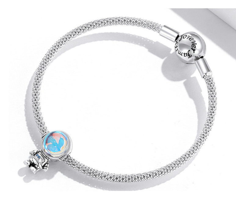 S925 Sterling Silber Süßer Astronaut Perlenarmband Schlicht Zirkon Weltraum-Abenteuer Perlen