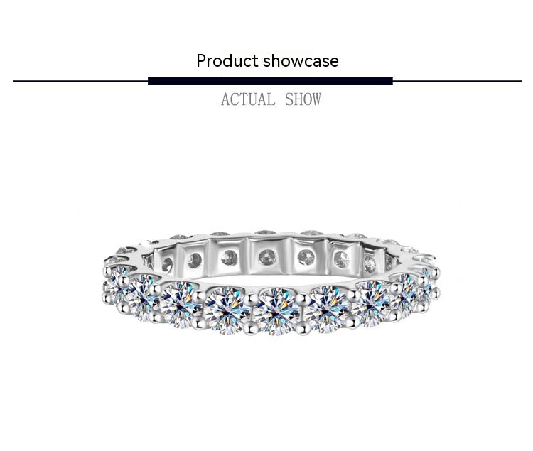 S925 Sterling Silber Moissanit Volldiamant Schlichter Stapelring