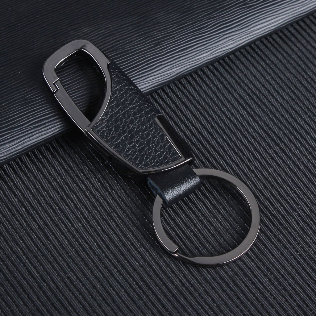 Llavero de metal y cuero para hombre, adorno creativo para coche
