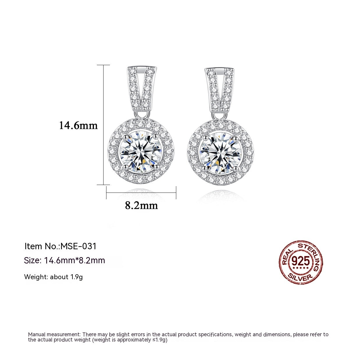 PAG & MAG Moissanit-Ohrringe S925 Sterling Silber Ohrstecker