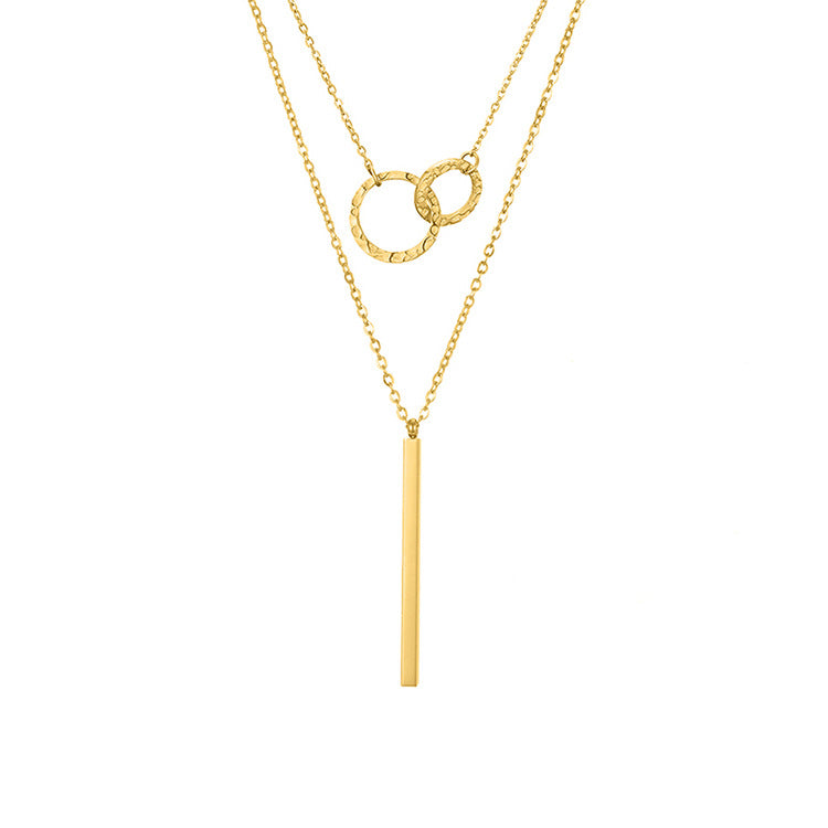 Geometrischer Anhänger, doppelreihige Edelstahlkette