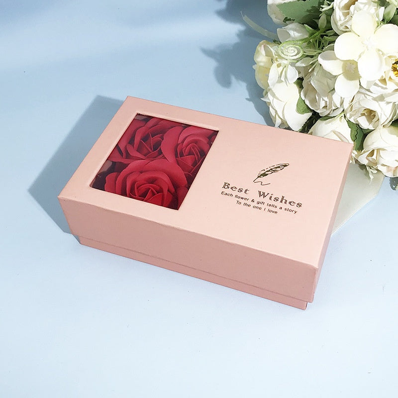Exquisites Pärchen-Ring-Halskette-Ohrstecker-Schmuckset Geschenkbox