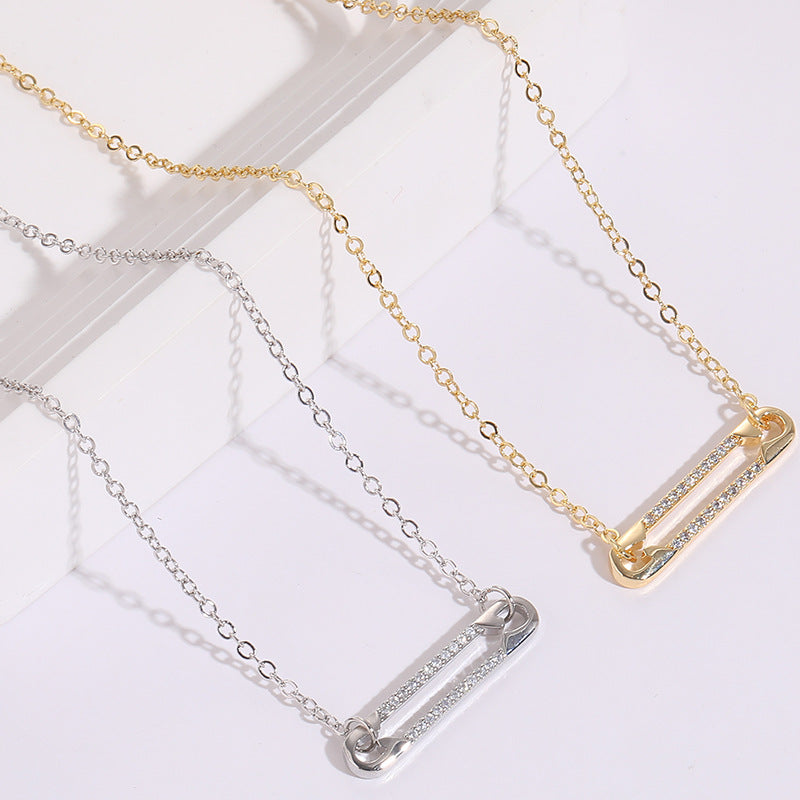Colgante de circonita con broche, diseño personalizado, collar versátil de 14k