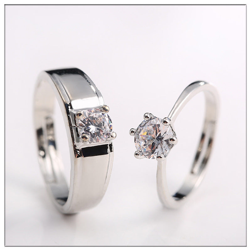 Diamantring Simulation Damenring Moissanit Partnerringe SATINE Sechs-Krappen