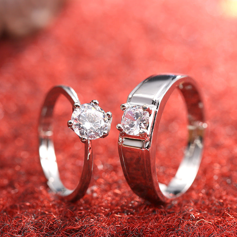Diamantring Simulation Damenring Moissanit Partnerringe SATINE Sechs-Krappen