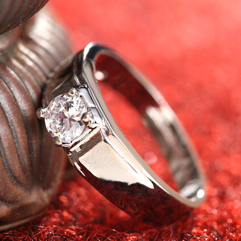 Diamantring Simulation Damenring Moissanit Partnerringe SATINE Sechs-Krappen
