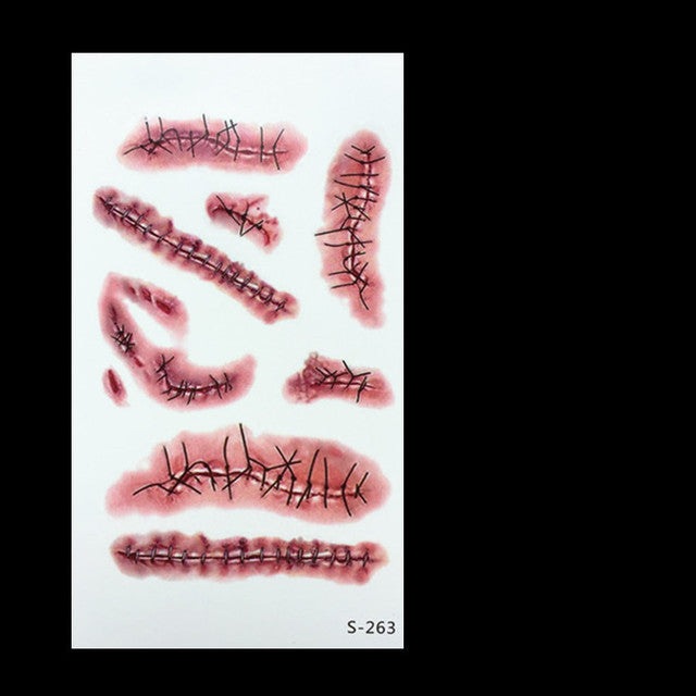 Pegatina de tatuaje de herida de Halloween