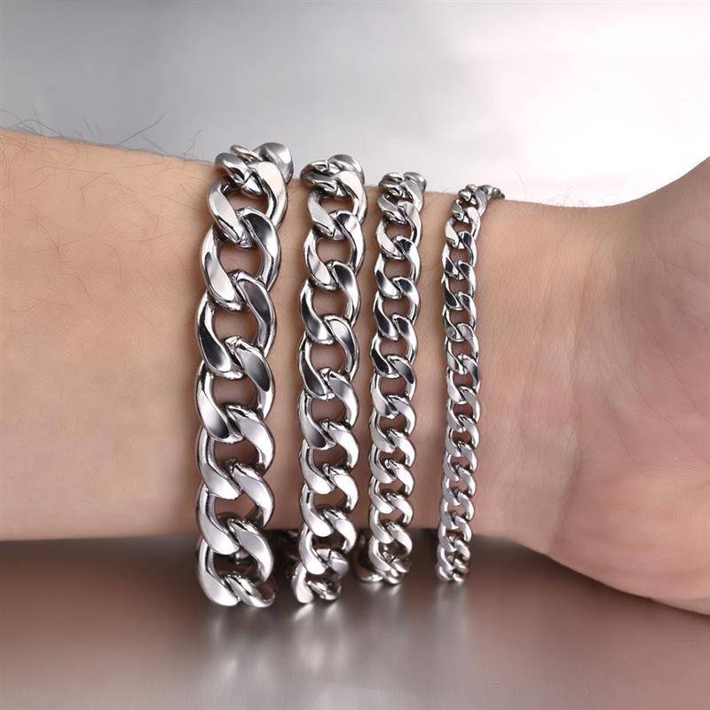 Pulsera de acero inoxidable para hombre y mujer, estilo hip hop, sencilla
