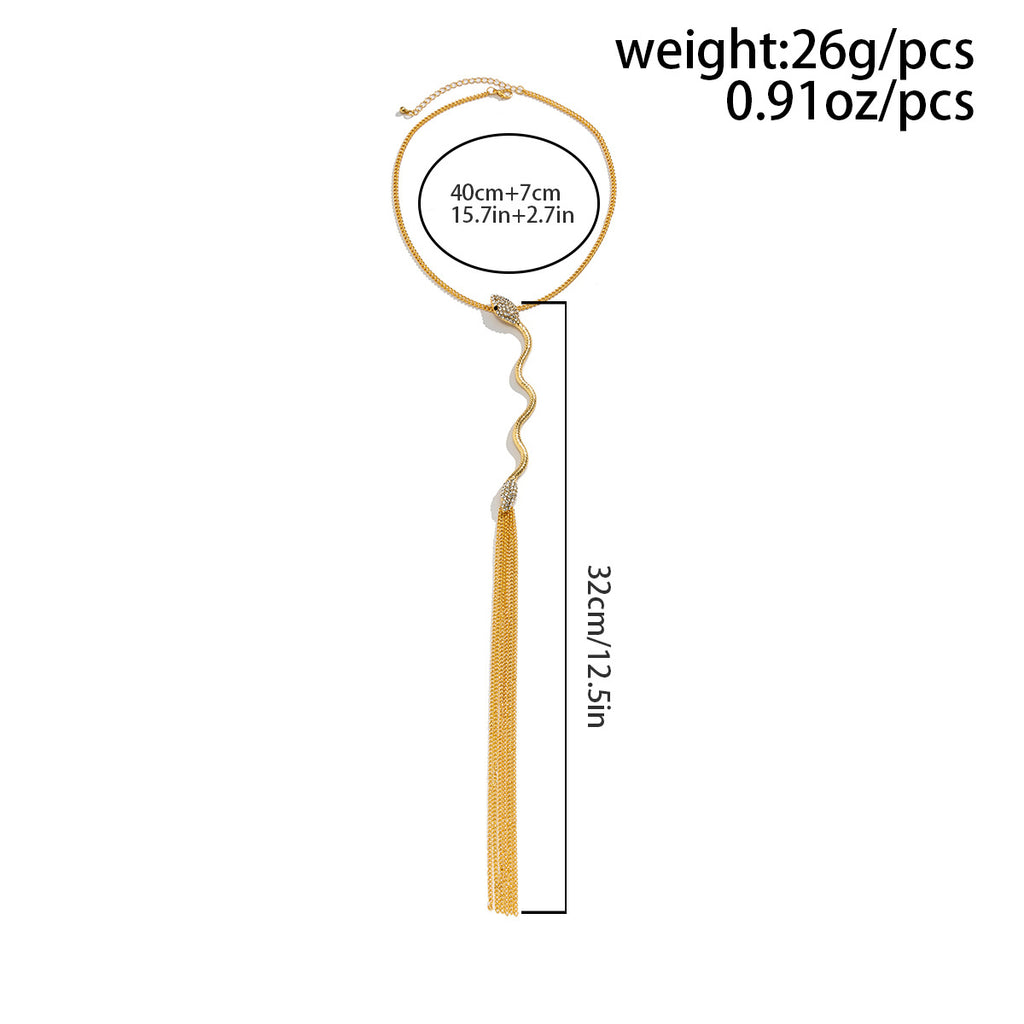 Ornament Überzogene Schlangenförmige Strass-Halskette für Damen