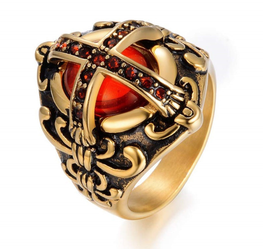 Kreuz-Rot-Diamantring