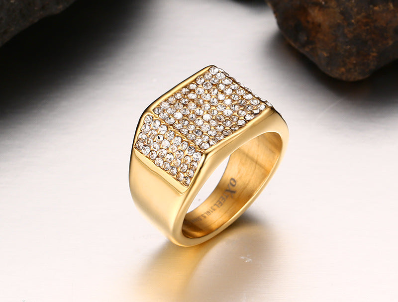 Anillo de hombre de acero de titanio con diamante