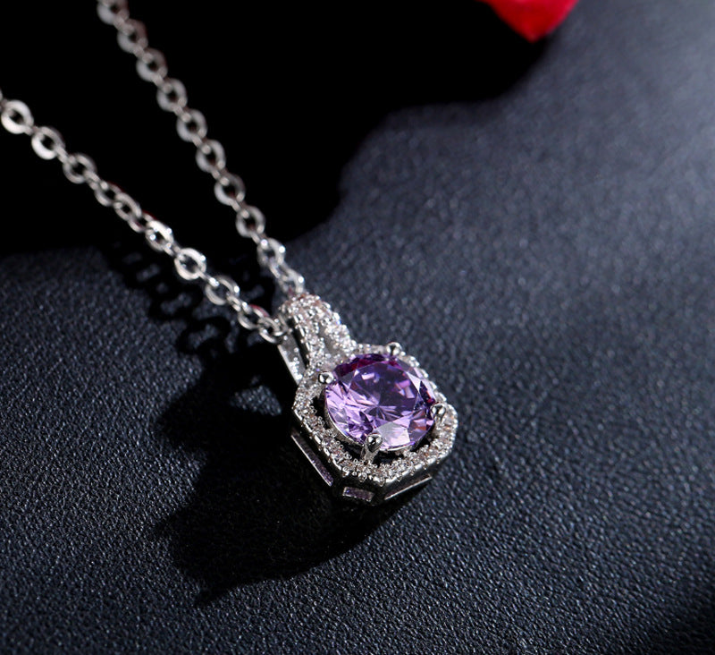 S925 Sterling Silber Mikro-intarsierter Zirkon Anhänger quadratische Diamant Schlüsselbeinkette