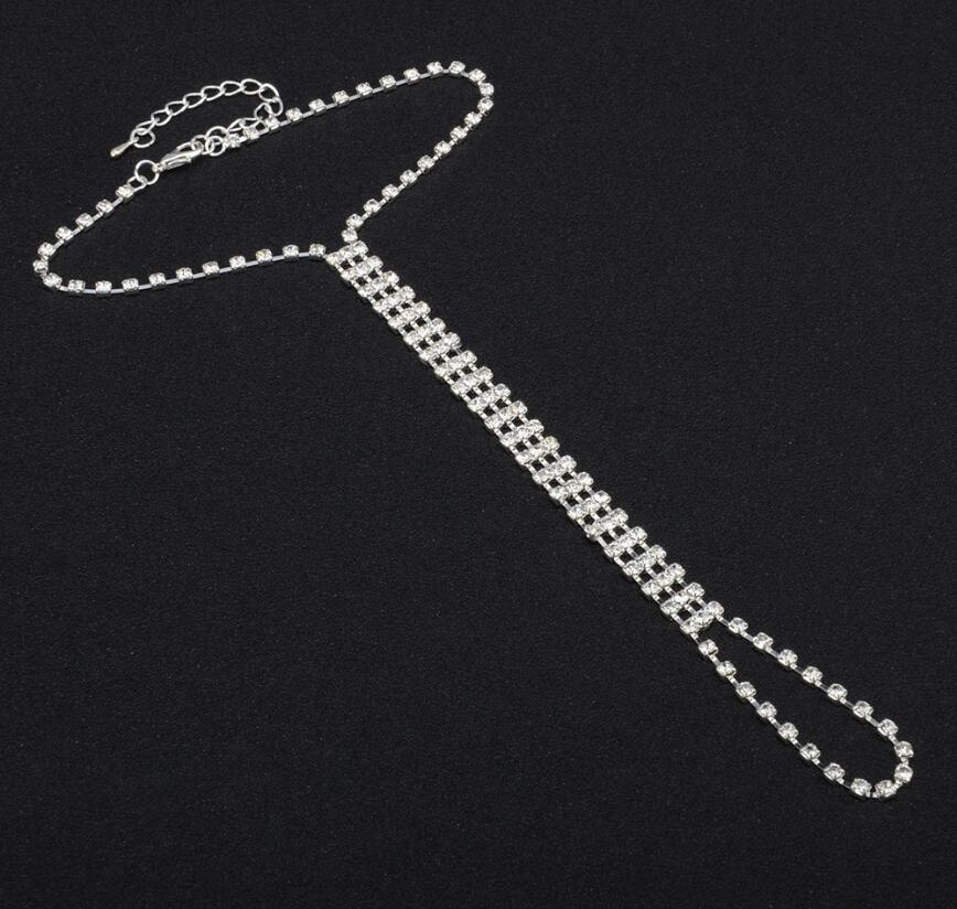 Tobillera de verano sexy para mujer, pulsera con diamantes de imitación, cadena para la pierna, sandalias de playa, tobillera de cristal bohemia, cadena para el pie