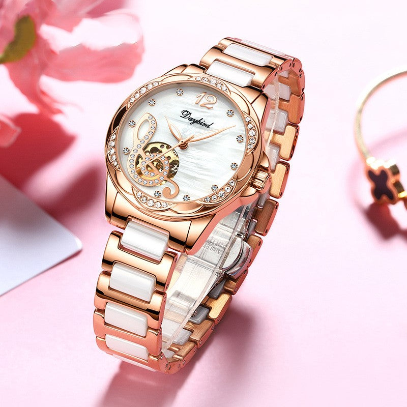 Reloj mecánico automático calado para mujer