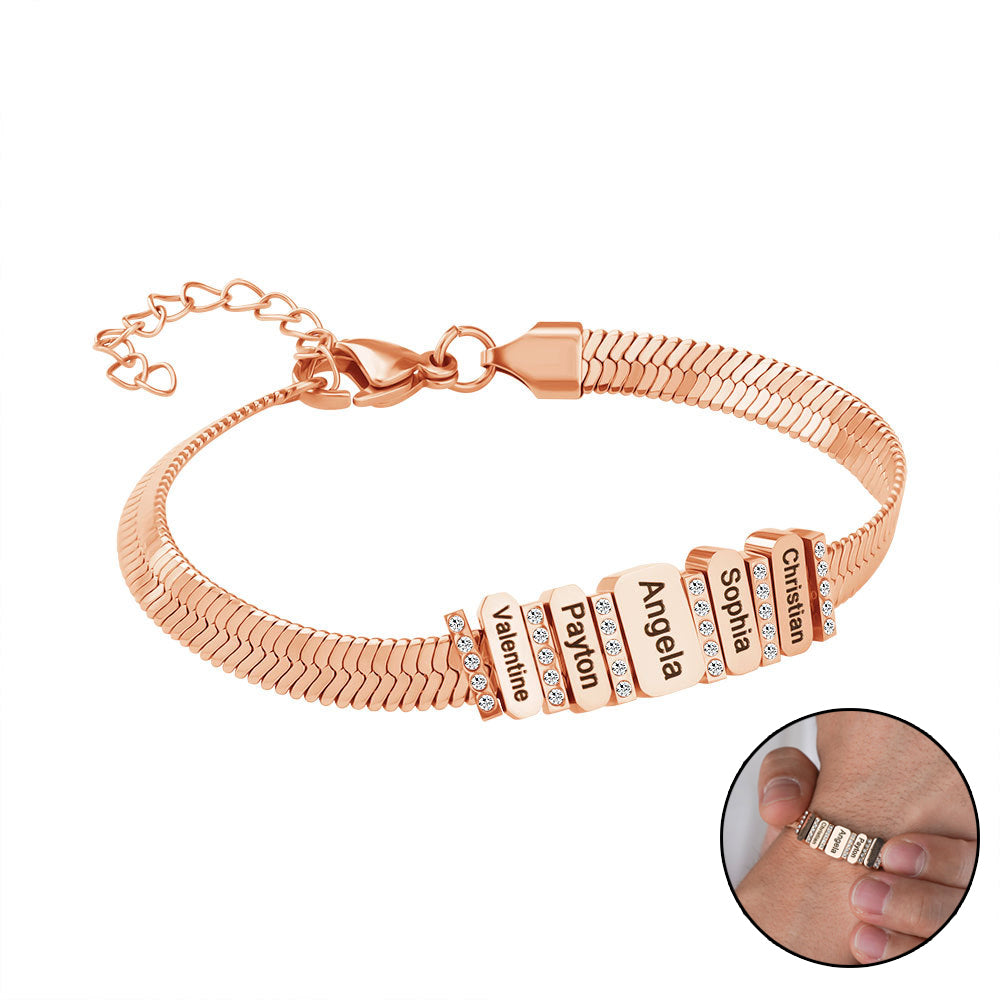 Pulsera con nombres personalizados Pulsera de acero inoxidable Pulsera personalizada Regalo de joyas para madre padre novia novio